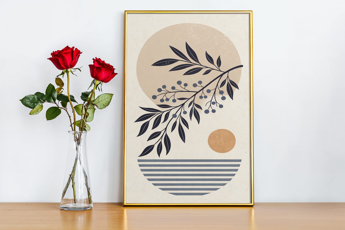 sun, moon, leaf abstract sunset feel