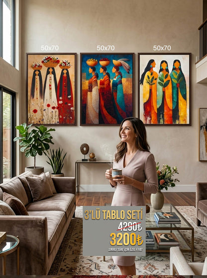 3'Lü Tablo Seti Three Woman