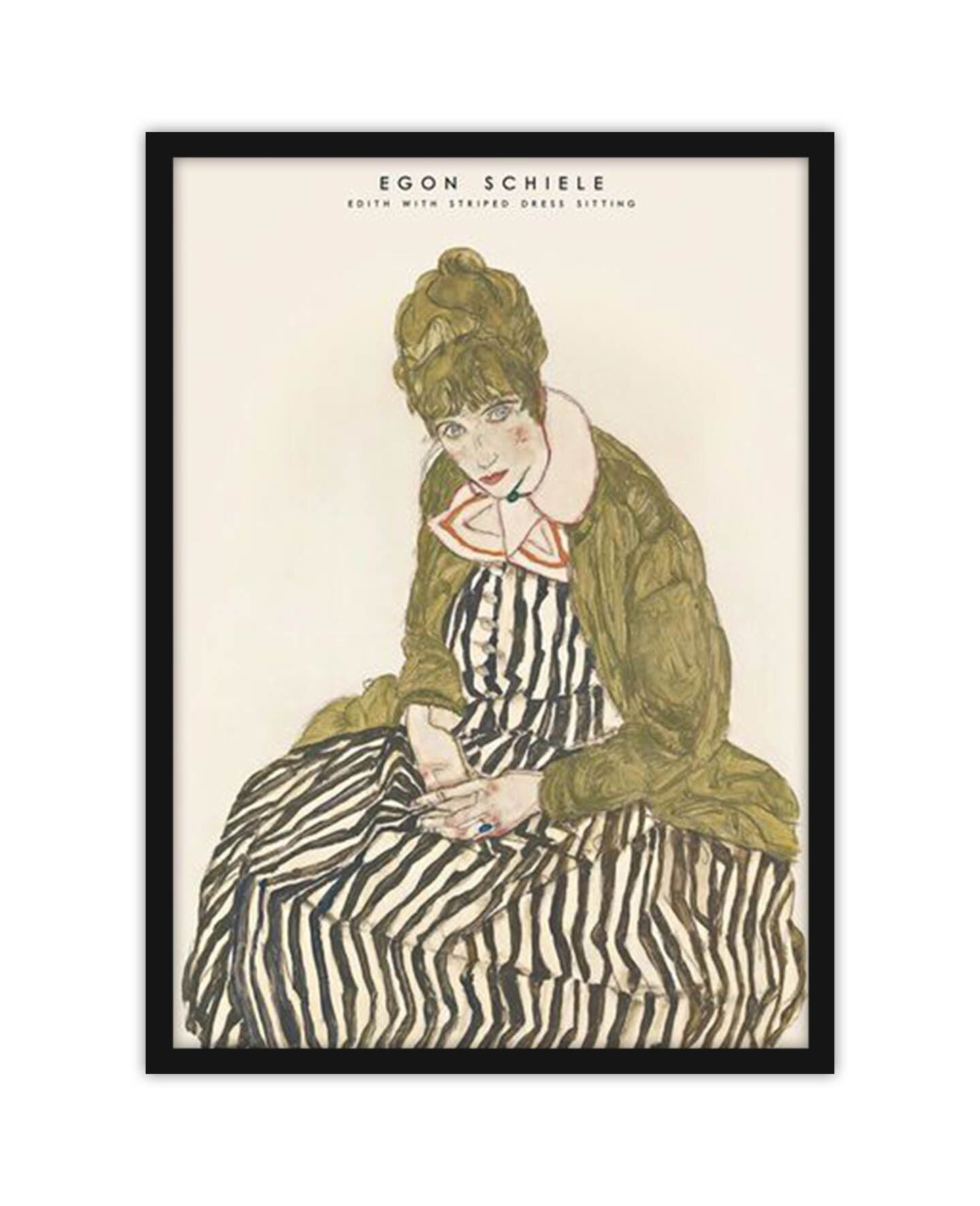 Edith Schiele in Striped Dress