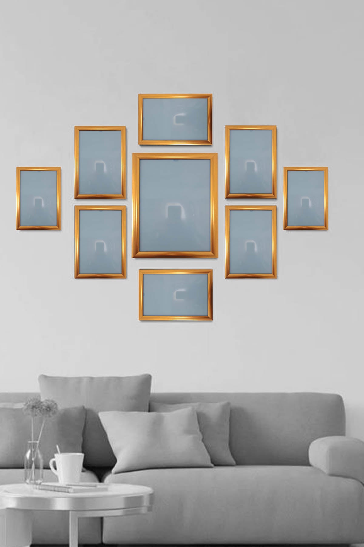 Şık Tasarımlı 9'lu Set Polimer Resim Çerçevesi (15x21-2 Adet, 21x30-6 Adet, 30x40-1 Adet)