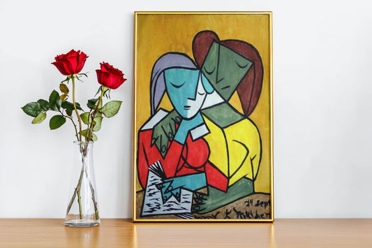 Two girls reading
