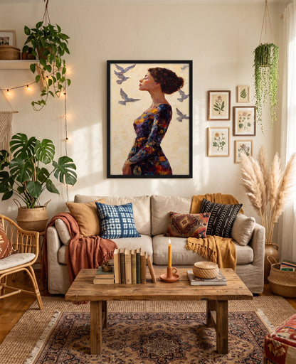 Woman and Birds