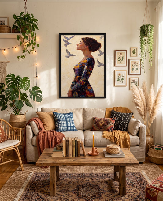 Woman and Birds