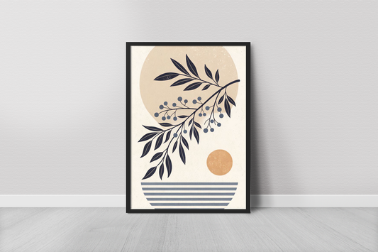 sun, moon, leaf abstract sunset feel