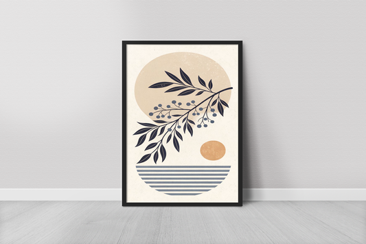 sun, moon, leaf abstract sunset feel